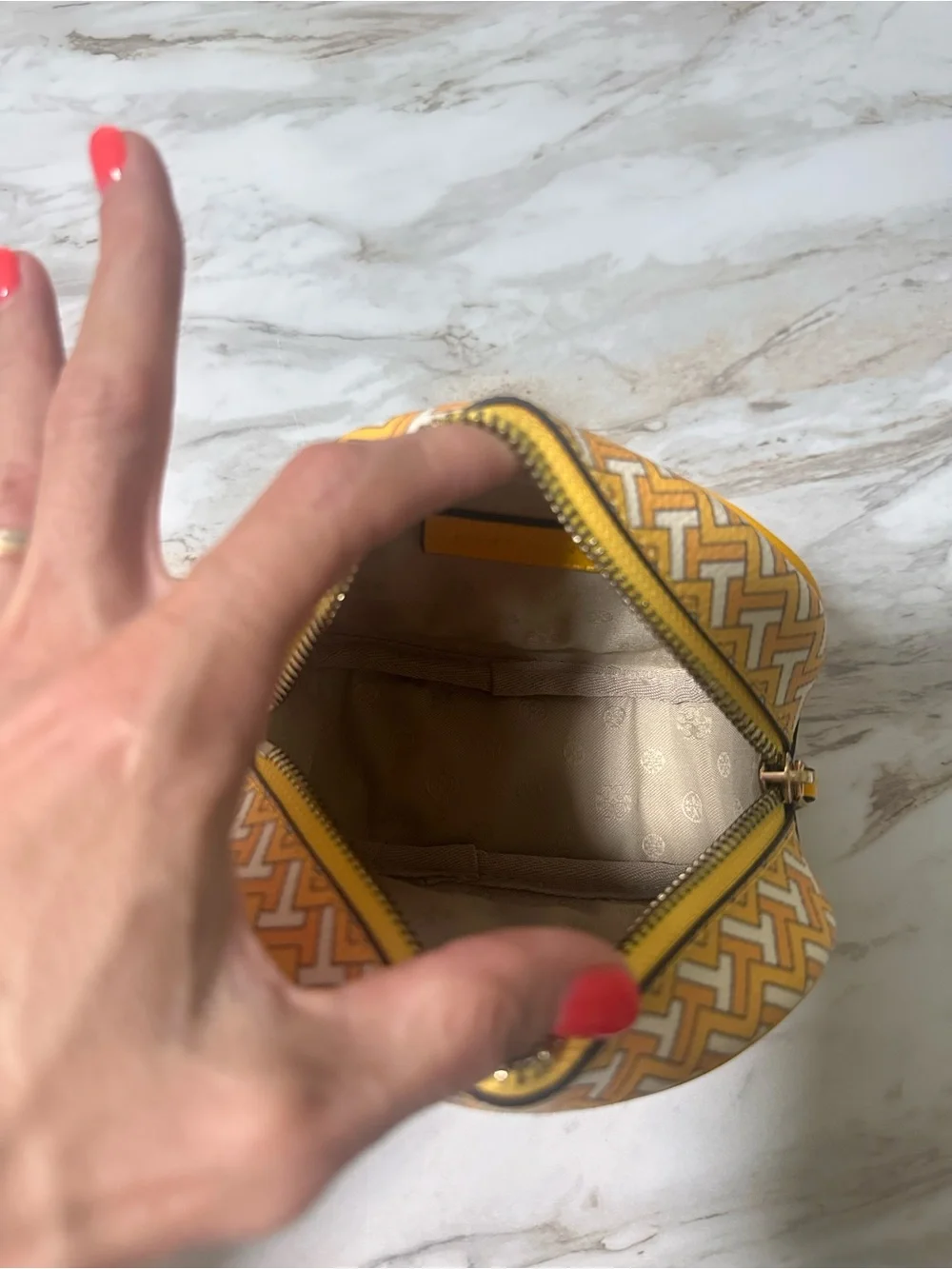 Tory Burch Tile T Cosmetic Case Pouch (also known as the Tile T-Zag pouch)